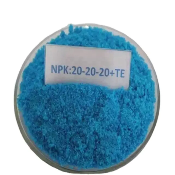 Fine blue water-soluble NPK fertilizer powder